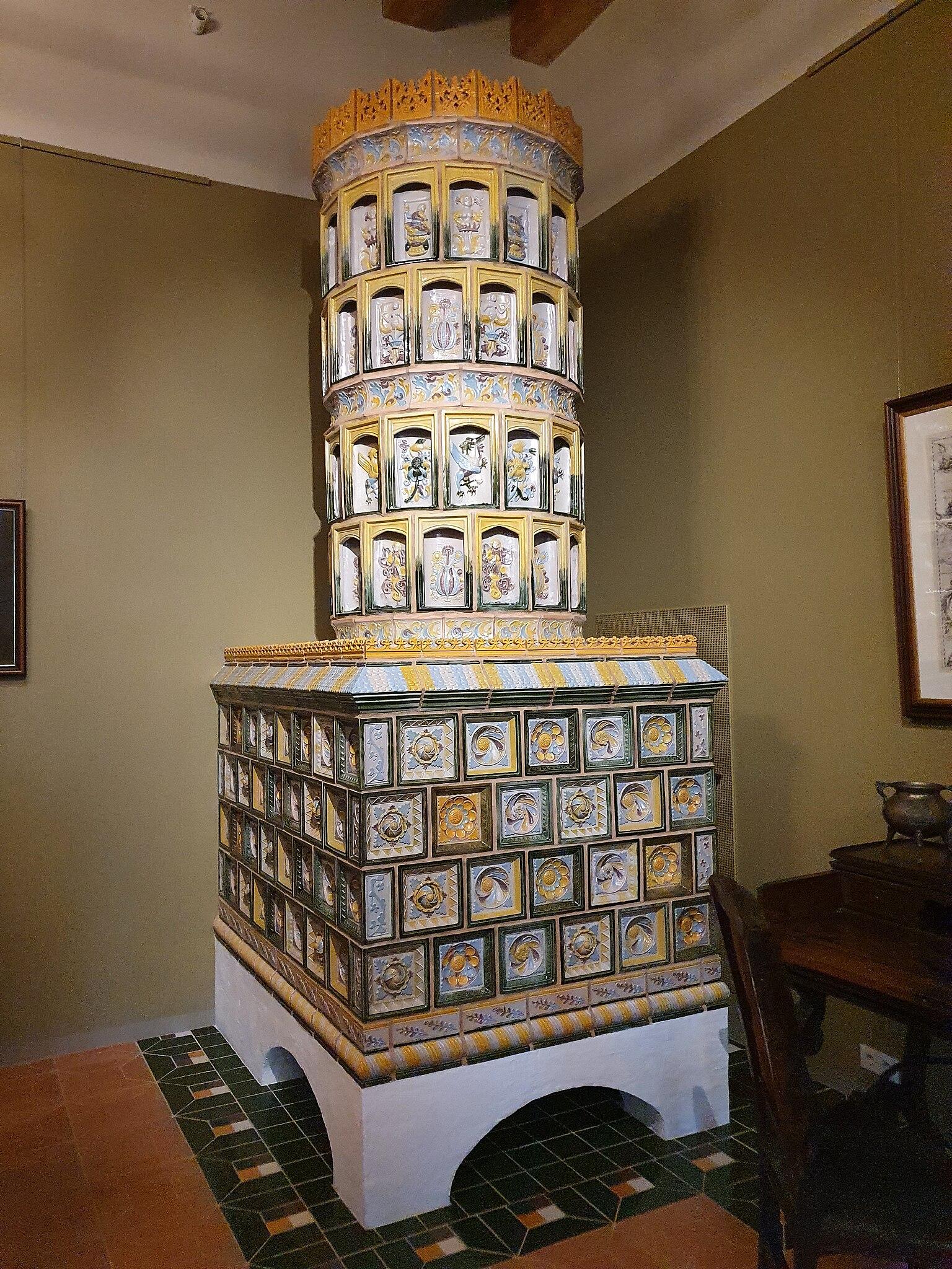 Stove at Renaissance State Chancellery Room of the Palace of the Grand Dukes of Lithuania in Vilnius in 2022
